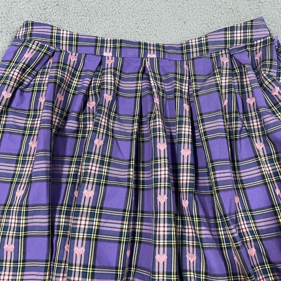 Hot Topic Purple Pink Plaid Hearts Skirt XXL School Girl Punk Mini Short Pleated - Picture 2 of 5